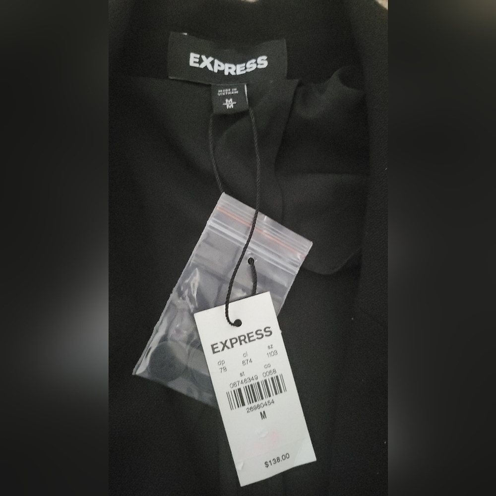 Express Double Brested Double Lapel Classic Black Suit Jacket - Picture 4 of 8